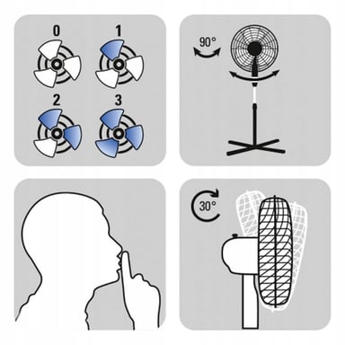 Platinet PSF1616B Ventilatore da appoggio ad alta potenza da 40 W con 3 livelli di velocità / funzione Swing Nero