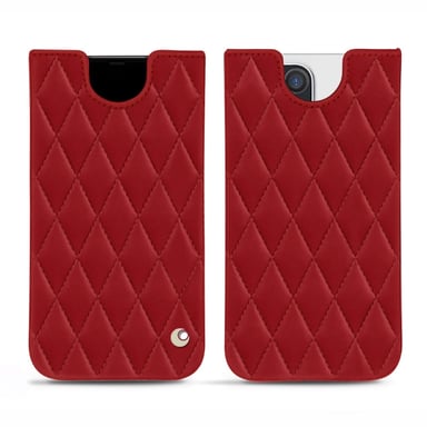 Pochette cuir Apple iPhone 12 Pro -  - Rouge - Cuir lisse couture