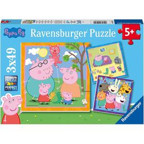 Puzzles 3 x 49 pièces : La famille et les amis de Peppa Pig Ravensburger France