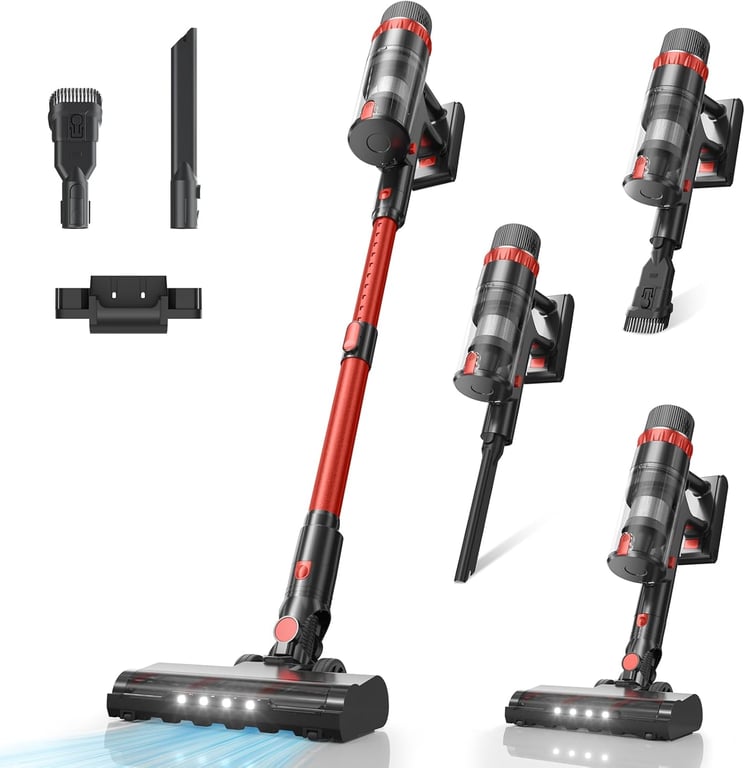 VENDOS85 Aspirateur Balai Rouge 48 kPa 70 min HEPA LED - Neuf