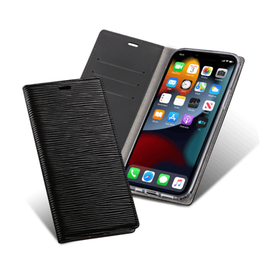 Diarycase 2.0 Guscio in vera pelle con supporto magnetico per Apple iPhone 13 Pro, nero notte