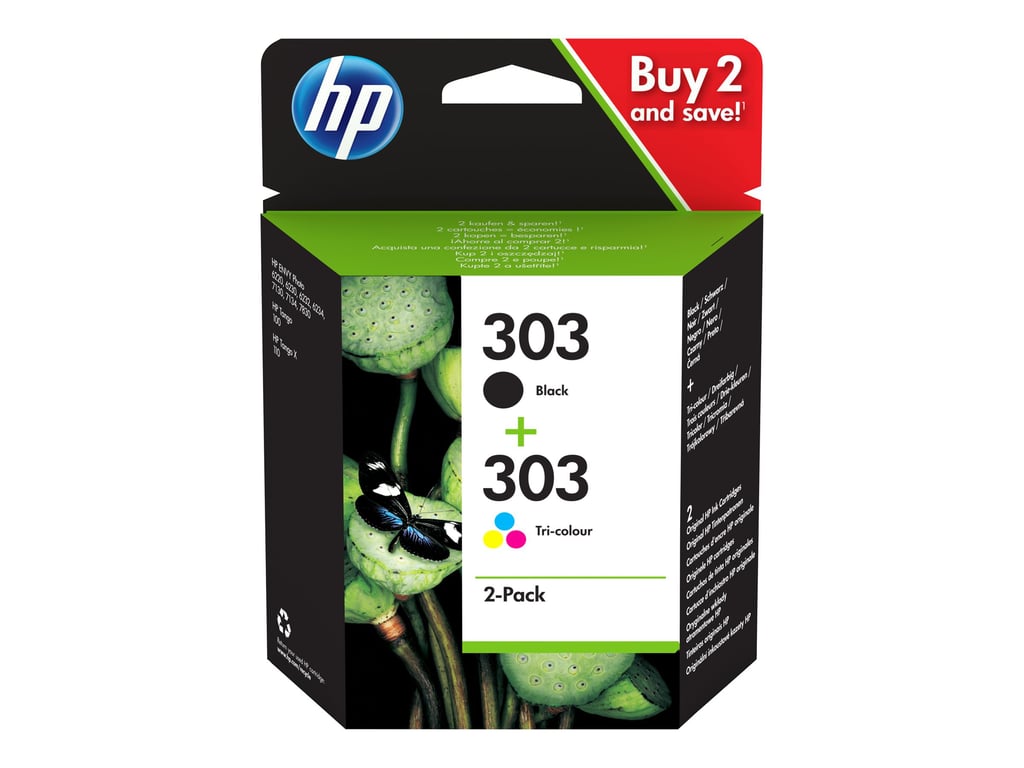 HP 303 Tri Color Original Ink Cartridge 2 Pack Neuf