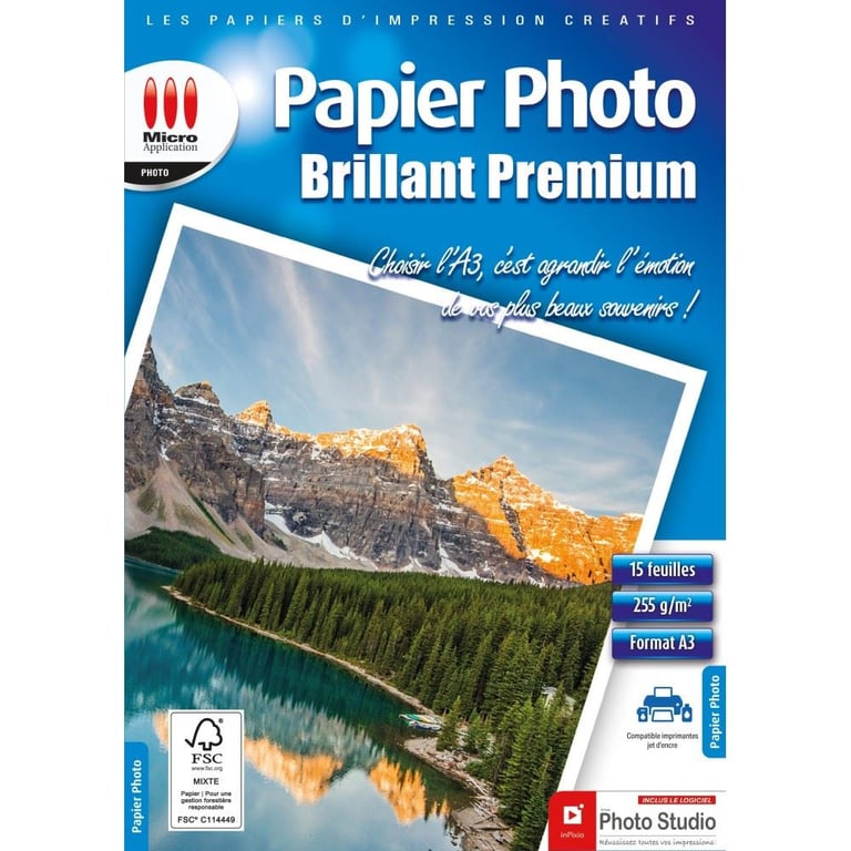 Pack Papier Photo Micro Application A3 Premium 15 feuilles 255 gm² Neuf
