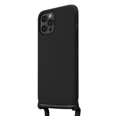 Custodia a tracolla in morbido silicone gel per Apple iPhone 12 Pro Max, nero satinato