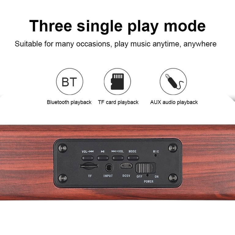Haut Parleur Bluetooth Enceinte Stéréo 2 X 5 W Radio Fm Kit Mains Libres Bois YONIS