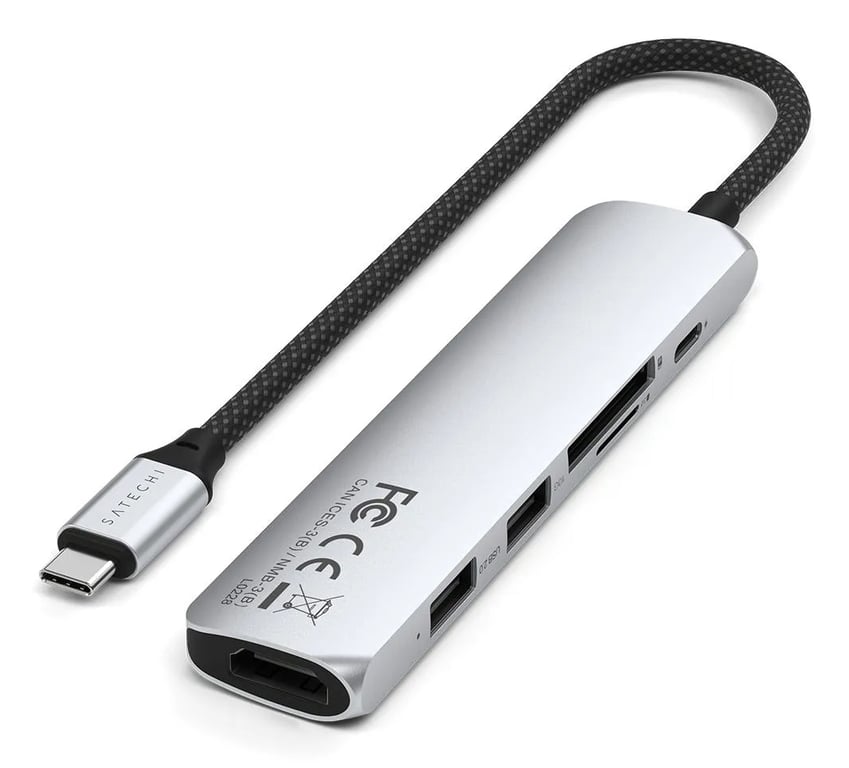 Satechi ST-P6SS hub & concentrateur USB Type-C 10000 Mbit/s Argent - Neuf