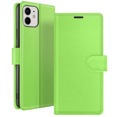 Zanaé Funda tipo cartera para iPhone 12 y 12 Pro con soporte y lengüeta magnética Verde