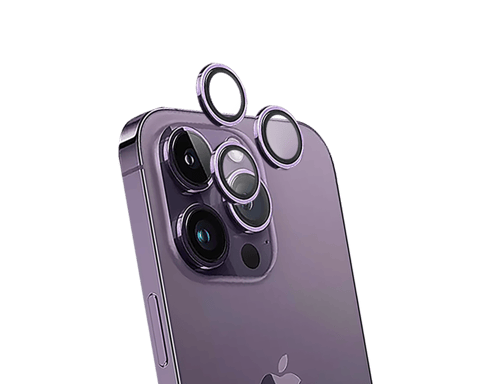 Protège lentilles iPhone 15 Pro / 15 Pro Max / 14 Pro / 14 Pro Max x3 Verre trempé Violet + Garantie à vie - Certifié GRS Force Glass