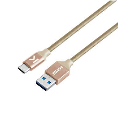 Câble USB 3.2 Gen 2 charge rapide USB-C vers USB-A métallisé tressé Charge/sync (1M), Or