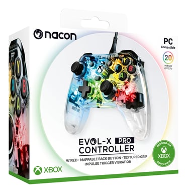 NACON EVOL-X Pro Light Transparent USB Manette de jeu PC, Xbox One, Xbox Series S, Xbox Series X