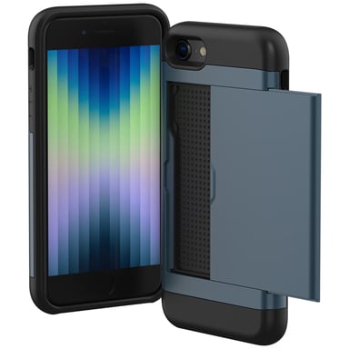 imoshion Coque arrière avec porte-cartes pour Apple iPhone SE (2022 / 2020) / 8 / 7 - Bleu foncé