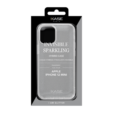 Coque hybride étincelante invisible pour iPhone Apple  12 mini, Transparente