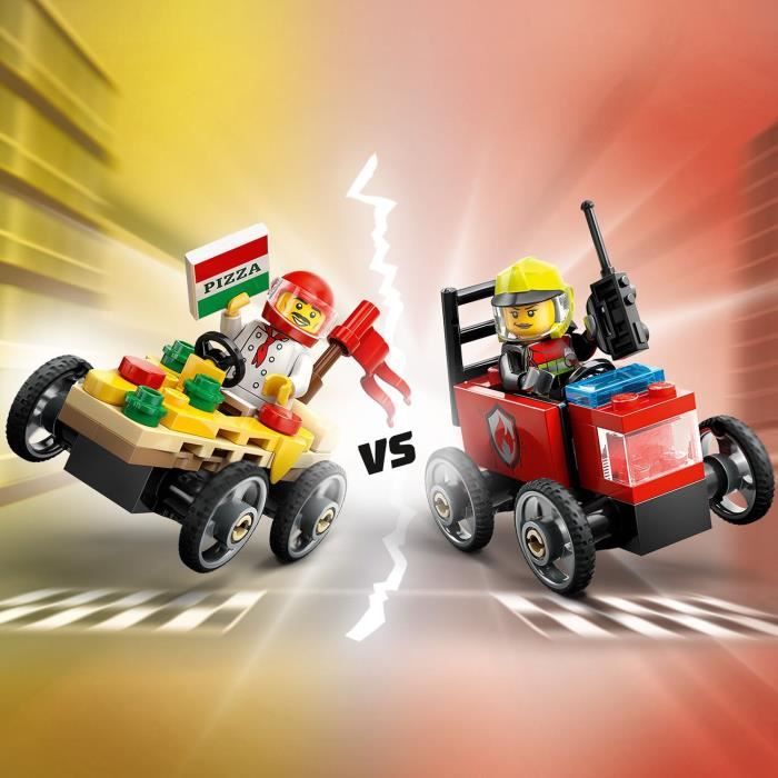 Lego City Pack De Bolide De Course: Camion De Pizza Contre Camion De Pompiers 60458 Lego La Boite - vue 4