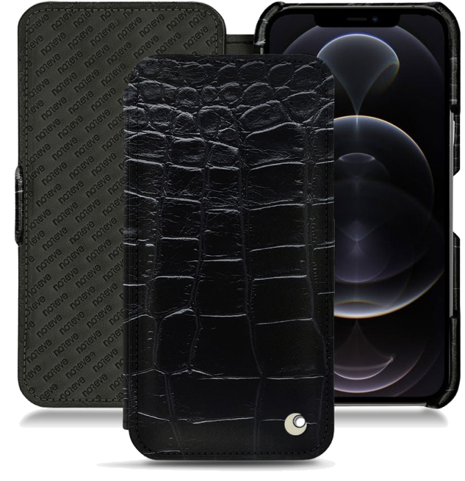 Housse cuir Apple iPhone 12 Pro Max - Rabat horizontalNoir