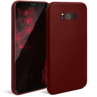 Moozy Minimalist Series Coque en silicone pour Samsung S8, Vin Rouge – Finition mate fine et souple en TPU