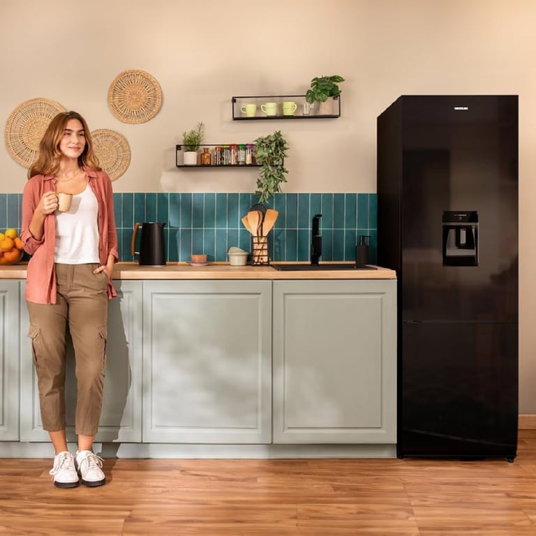 Cecotec Réfrigérateur combiné Bolero CoolMarket Combi 250 WD Glass D. Capacité de classe D compresseur Inverter Total No Frost porte réversible distributeur d'eau et LED intérieure. - vue 3