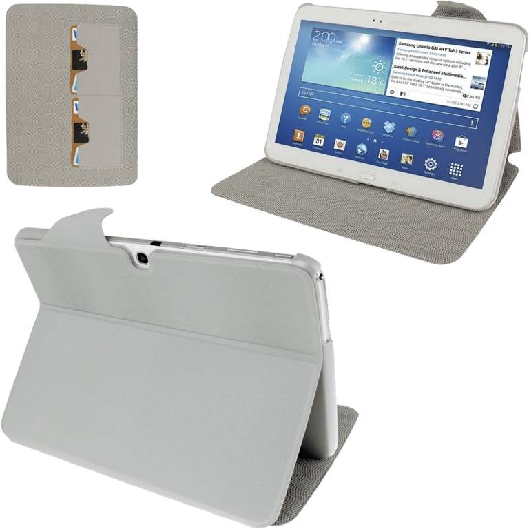 Housse de Protection Cuir Gris Samsung Galaxy Tab 3 10.1 P5200 Support Integrale Faux cuir YONIS