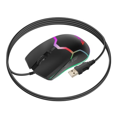 Swissten Ratón gamer RGB 800-7200 DPI 6 botones para PC Negro