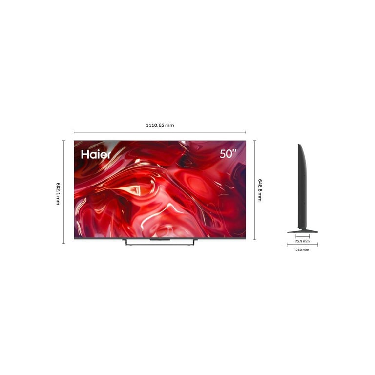 Haier H50S85GUX TV QLED 50 126 cm 4K UHD 3840 x 2160 HDR10+ Google TV 4xHDMI 2.1 WiFi - vue 3