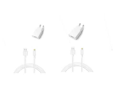 Deux Chargeurs Secteur USB avec 2 Câbles de Charge Lightning 1,20M pour iPhone 13/12/Pro Max/Mini/11/X/8/7/6/Plus/5/SE,iPad