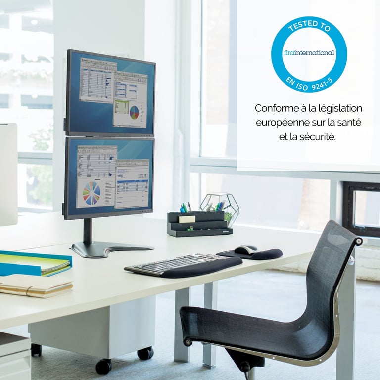 Fellowes Seasa Bras porte écrans double vertical sur pied Neuf - vue 3
