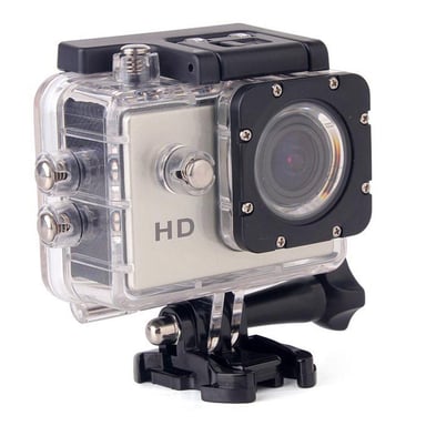 Mini Caméra Sport HD 720P Étanche 30M 1.5' Photos Vidéo Angle 140° Argent 64 Go YONIS