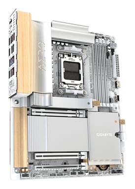 GIGABYTE X870E AERO X3D WOOD Carte Mère - Prend en charge les processeurs AMD Ryzen 9000, VRM numérique 16+2+2 phases, jusqu'à 9000Hz DDR5 (O.C.), 2xPCIe 5.0 + 2xPCIe 4.0, Wi-Fi 7, LAN 5GbE, USB 4