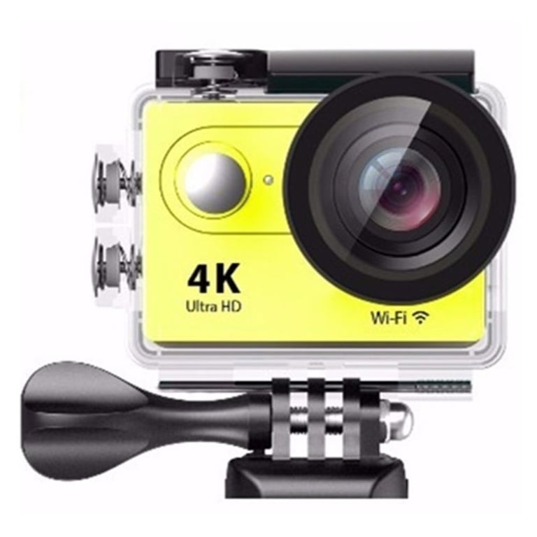 Caméra Sport 4 K Ultra HD 12 Mp LCD 2 Pouces Wifi 170 Degrés Étanche Jaune YONIS
