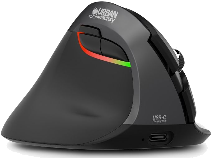 Souris sans fil Bluetooth ergonomique Urban Factory Ergo Pro RGB pour gaucher (Noir)