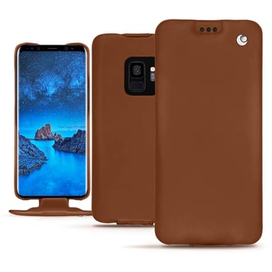 Housse cuir Samsung Galaxy S9 -  - Marron - Cuir lisse