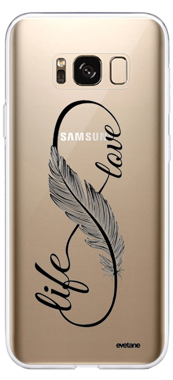 Evetane Coque Samsung Galaxy S8 Plus silicone transparente Motif Love Life ultra resistant