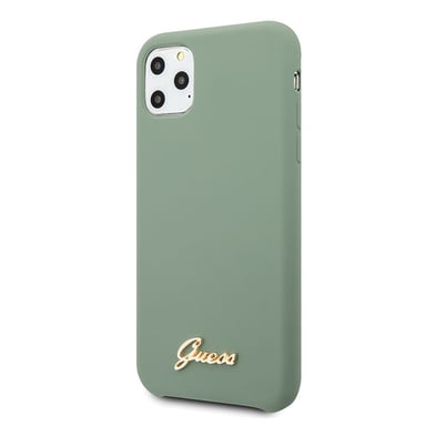 Custodia Guess per iPhone 11 Pro Max in silicone Logo Oro Vintage