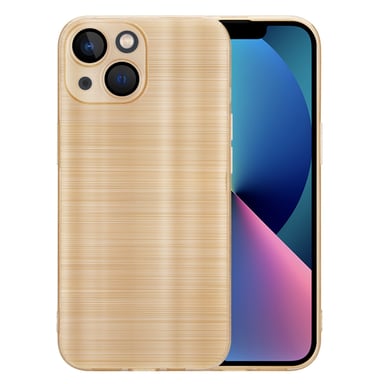 Coque pour Apple iPhone 14 en Brushed Or Housse de protection Étui en silicone TPU flexible au design brossé