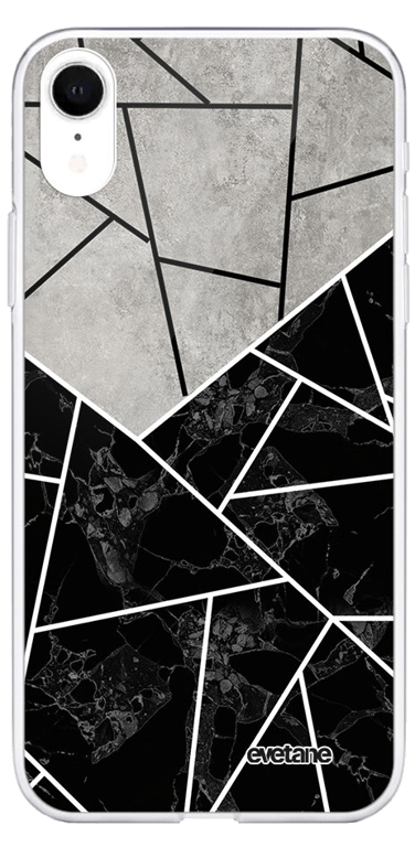 Evetane Coque Apple iPhone XR 360 intégrale transparente Motif Duo Noir-Gris Marbre Tendance