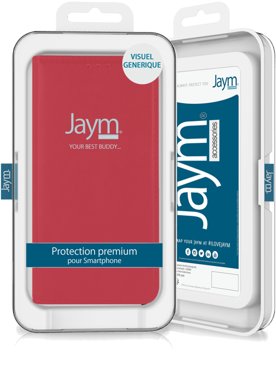 JAYM - Etui Folio Rouge pour Apple iPhone 13 ? Fermeture Magnetique ? Fonction cinéma Stand ? Rangem