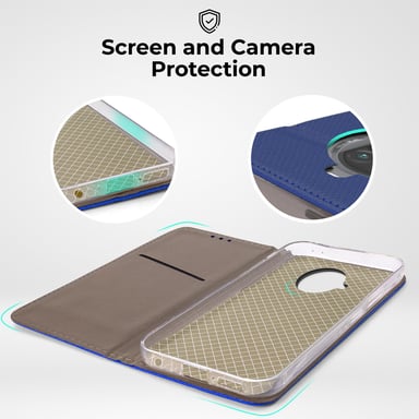 Moozy Case Flip Cover pour Xiaomi Mi 10T Lite 5G, Bleu foncé - Étui à rabat magnétique intelligent avec porte-carte et support