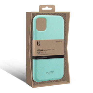 Coque antibactérienne vegan bio 100 % zéro déchet pour Apple iPhone 11, Vert Brumeux