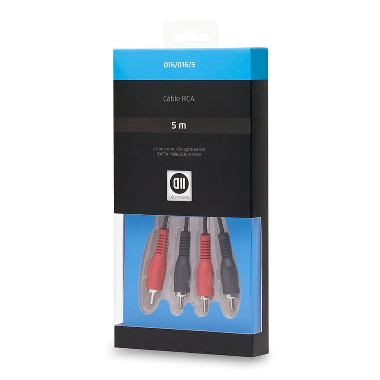 Câble 2 RCA mâle 5m - Neuf