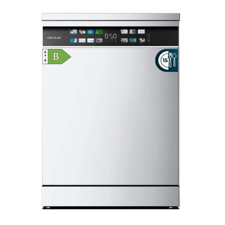 Cecotec Lave vaisselle 60cm Bolero Aguazero 6700 B Lave vaisselle 15 couverts Classe B Moteur Inverter Plus O2 Dry Lavage Double Zone Plateau Ajustable Turbo Dry+ et Demi charge.