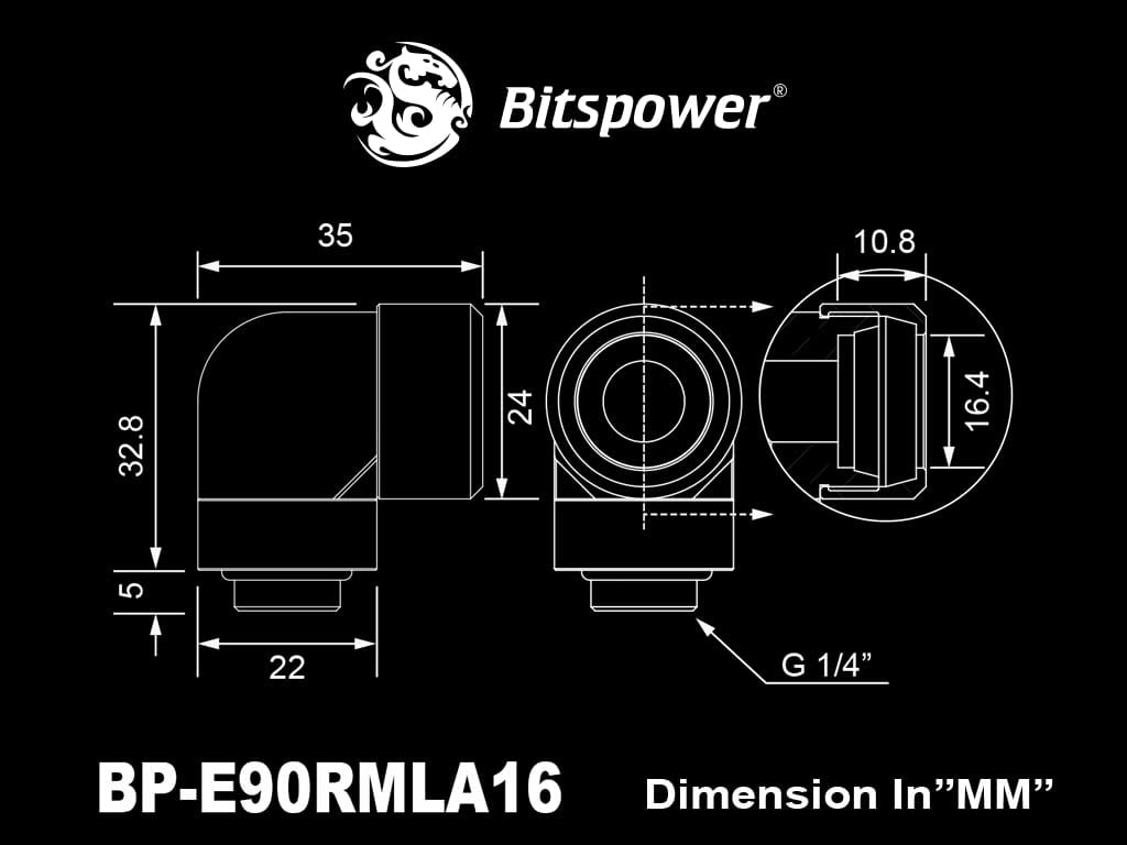 Bitspower BP-TBE90RMLA16 pièce et accessoire pour systèmes de refroidissement d'ordinateurs Tuyau - Neuf