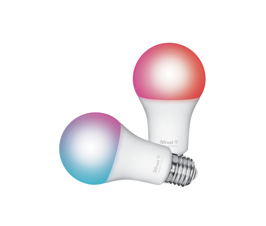 Trust Wifi E27 Ampoule Connectée Compatible Avec Alexa Et Google Home Ampoule Led Couleur Sans Hub 2.4ghz Lampe Led Ampoule Led E27 Ampoule Wifi Et Couleur ¿ Lot De 2