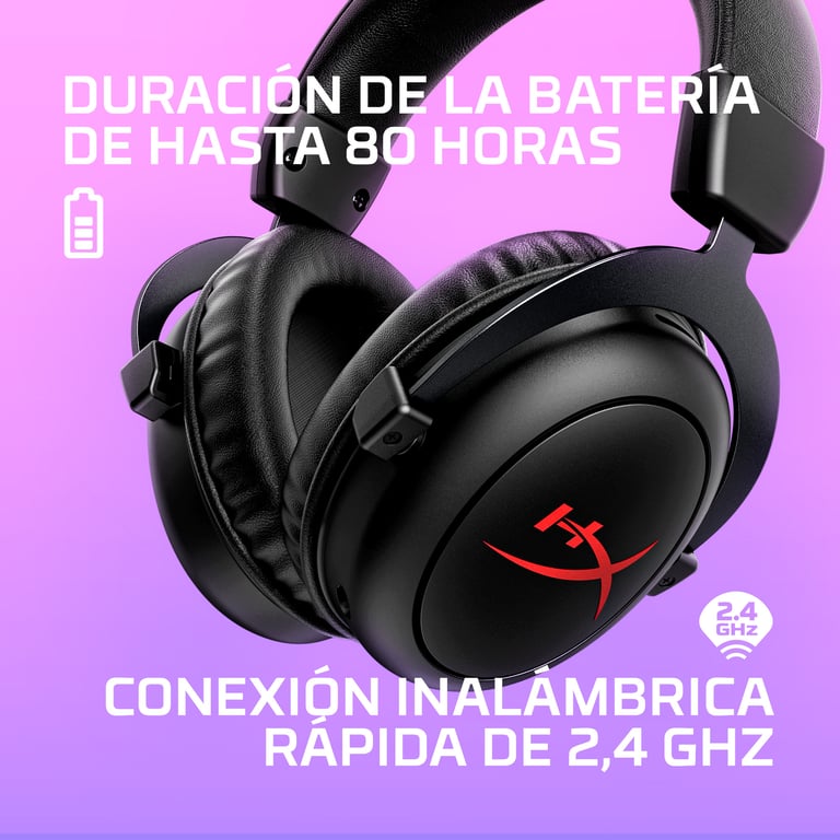 Casque De Jeu Sans Fil HyperX Cloud II Core – Autonomie 80h, Son Spatial DTS - vue 2