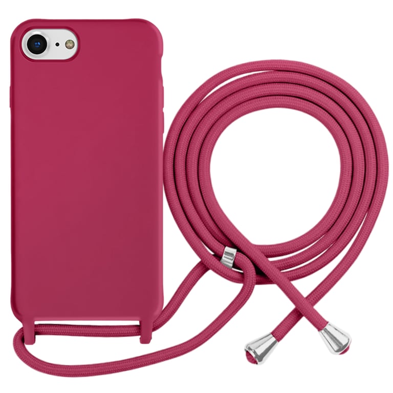 Coque pour iPhone 7 / 8 en TPU Premium Color Lace avec Cordon Tour de Cou Bordeaux