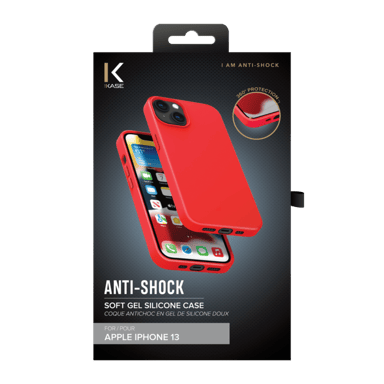 Carcasa de gel de silicona suave a prueba de golpes para Apple iPhone 13, Rojo Fuego