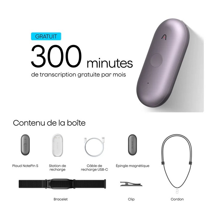 Enregistreur vocal Plaud NotePin IA Transcription GPT4 Neuf - vue 2