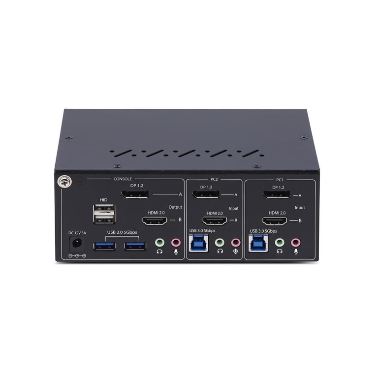 StarTech.com 2 Port Dual Monitor DisplayPort en HDMI KVM Switch 4K 60Hz Commutateur écran clavier audioUSB 2 x KVM / audio / USB 1 utilisateur local de bureau Conformité TAA - vue 5