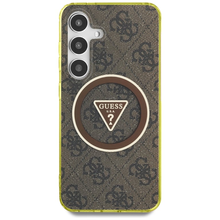 Guess Coque IML Metal Glitter 4G Circle Triangle MagSafe pour Samsung Galaxy S25 Marron - vue 2