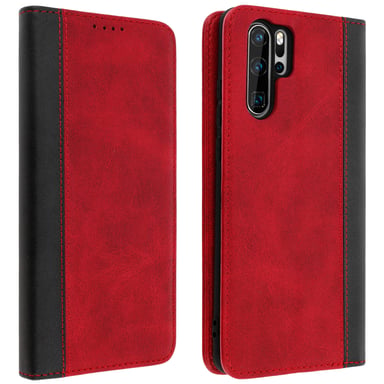 Housse pour Huawei P30 Pro Étui pour Huawei Portefeuille Rangement carte support vidéo Rouge