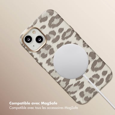 Selencia Coque Sabi imprimé panthère avec MagSafe pour Apple iPhone 14 - Soft Ivory
