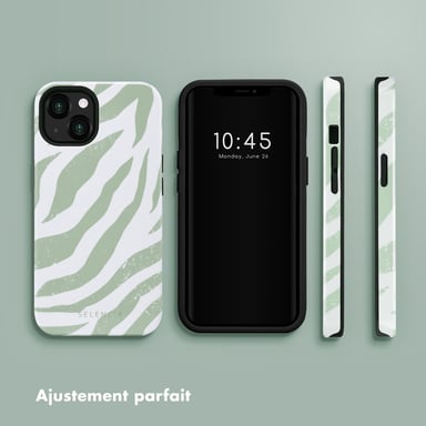 Selencia Coque arrière Vivid pour iPhone 13 - Colorful Zebra Sage Green